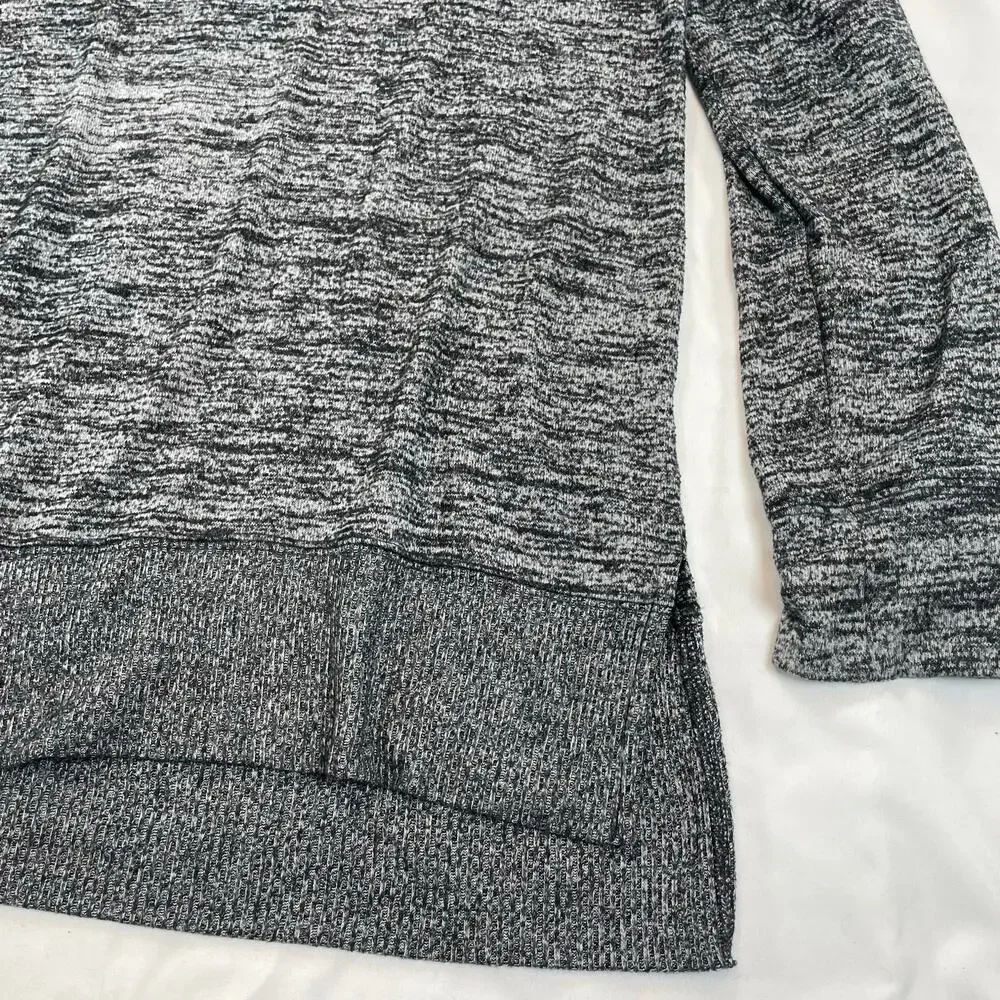 Gray Space Dye Cowl Neck Pullover Sweater High Low Hem Women's Medium Large
